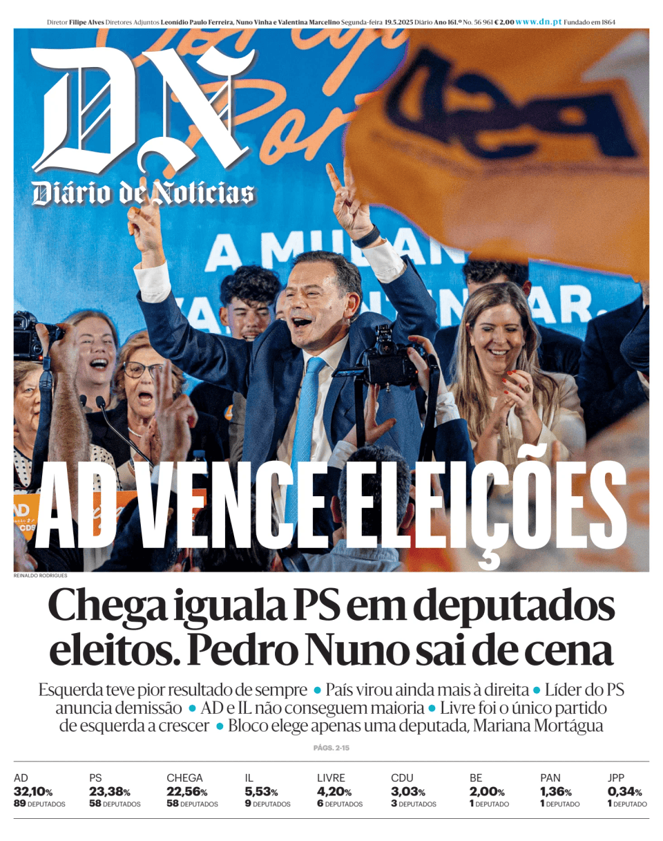 Prima-pagina-Diario de Noticias-edizione-di-oggi-20250519